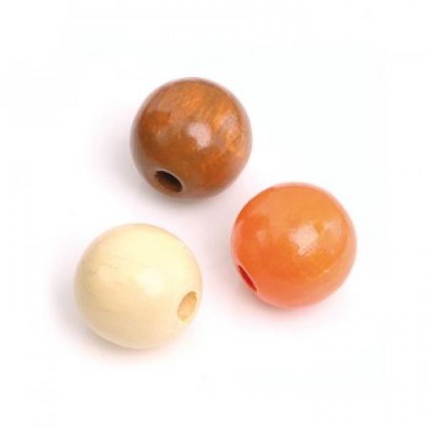 Holzperlen natur-orange-mix